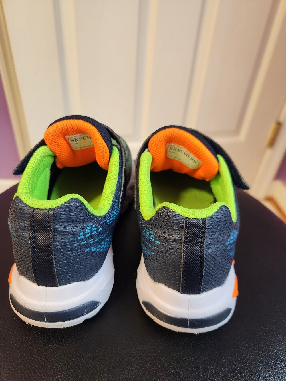 Skechers Kids Navy, Lime & Orange Light-Up Sneakers - Picture 4 of 6